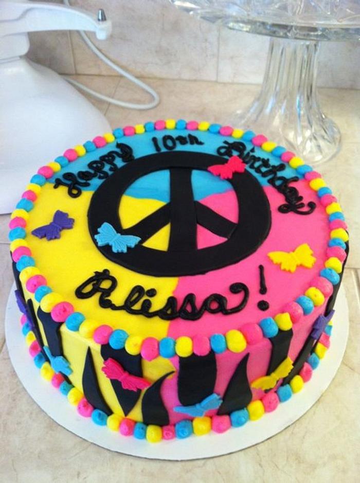 neon peace cake