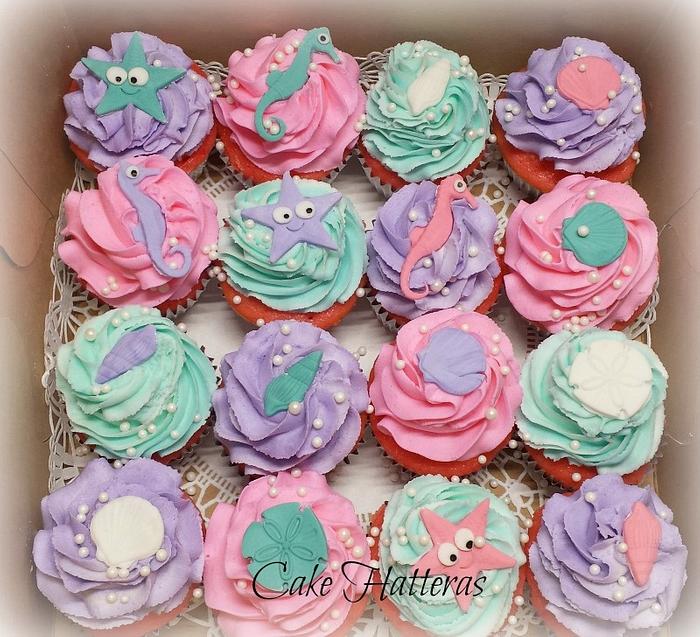 Girly Beach Birthday Cupcakes
