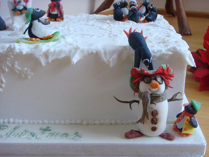 Penguins in the Park Christmas Raffle Cake
