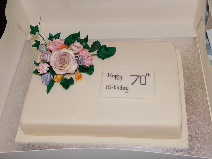 70th Floral birthday cake