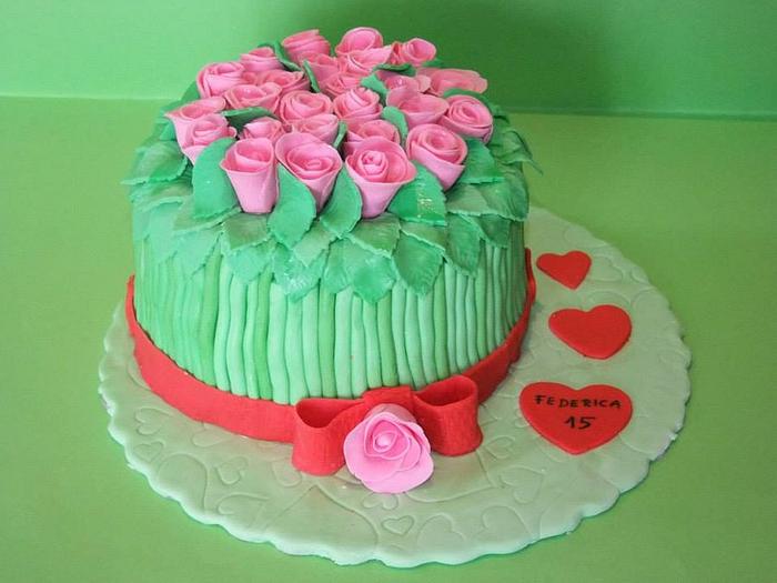 Cake bouquet of roses