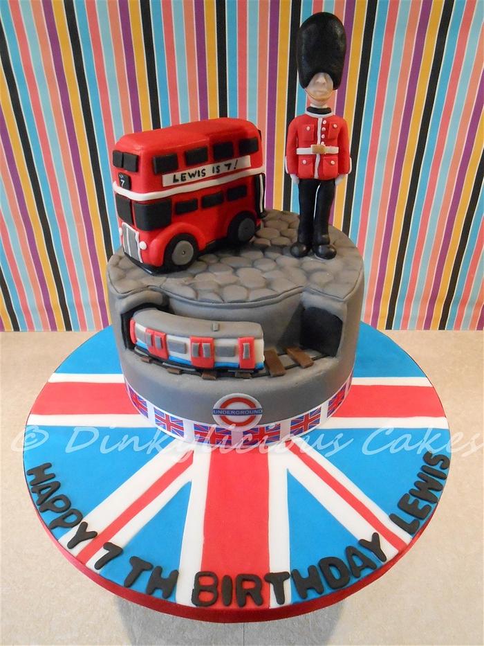 London themed birthday cake