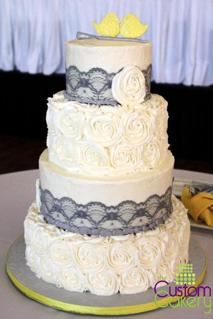 Rosettes with Lace Wedding Cake