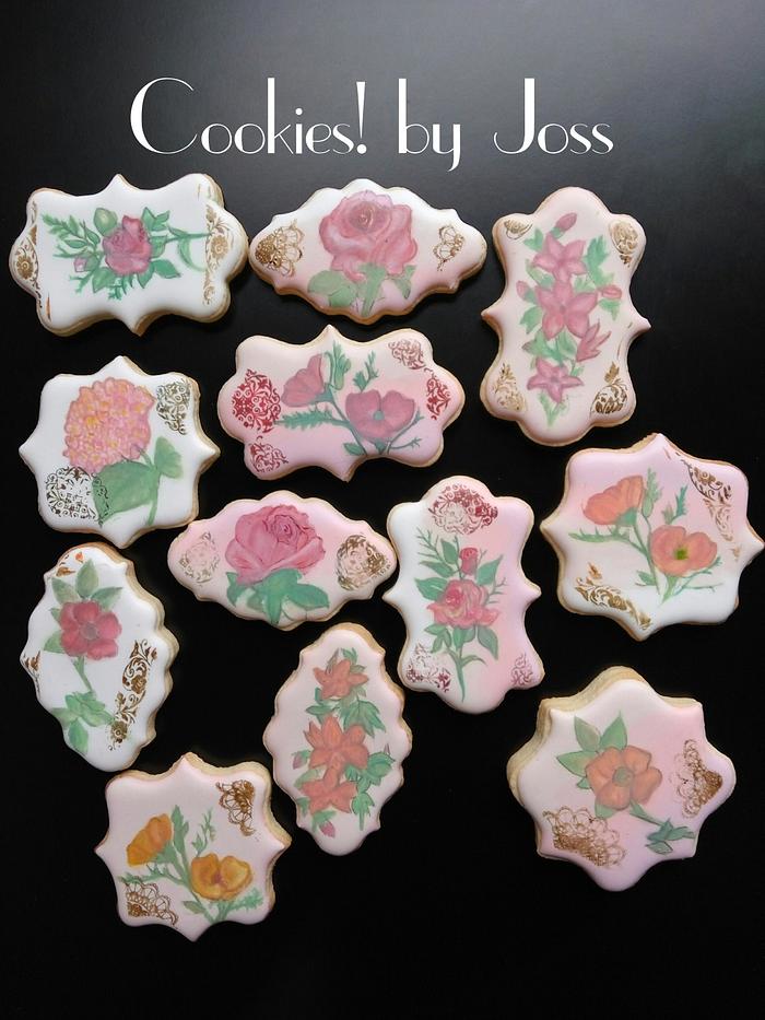 Vintage garden flower cookies
