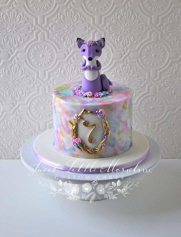 Purple Fox Birthday Cake