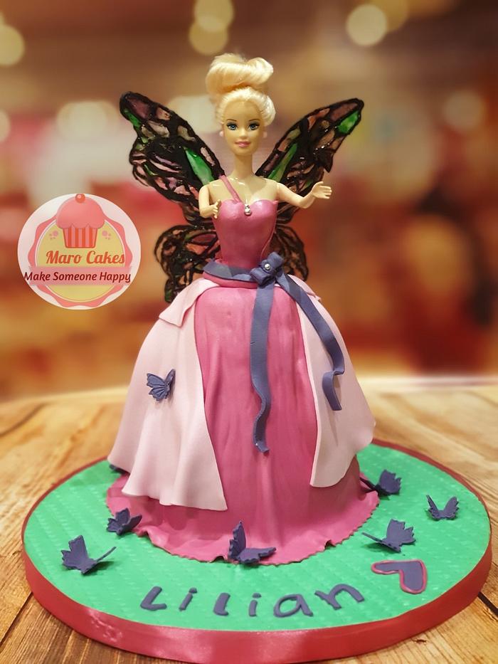 Barbie fairy dress cake
