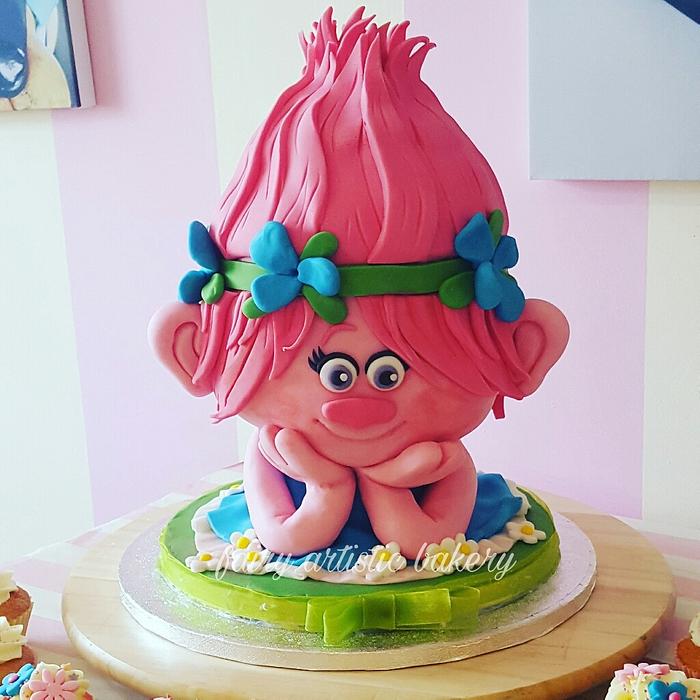 Princess poppy trolls cake 