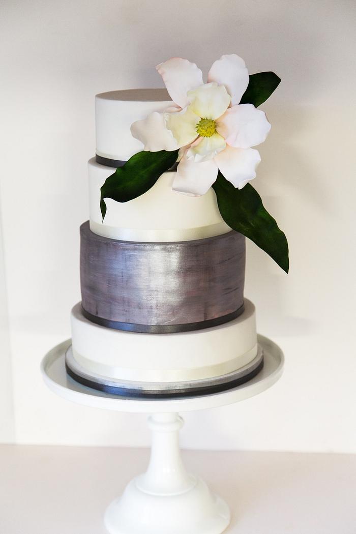 Dark silver simple statement wedding cake