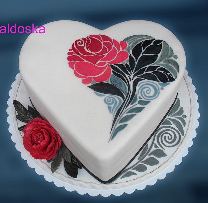 Hand painted Heart cake