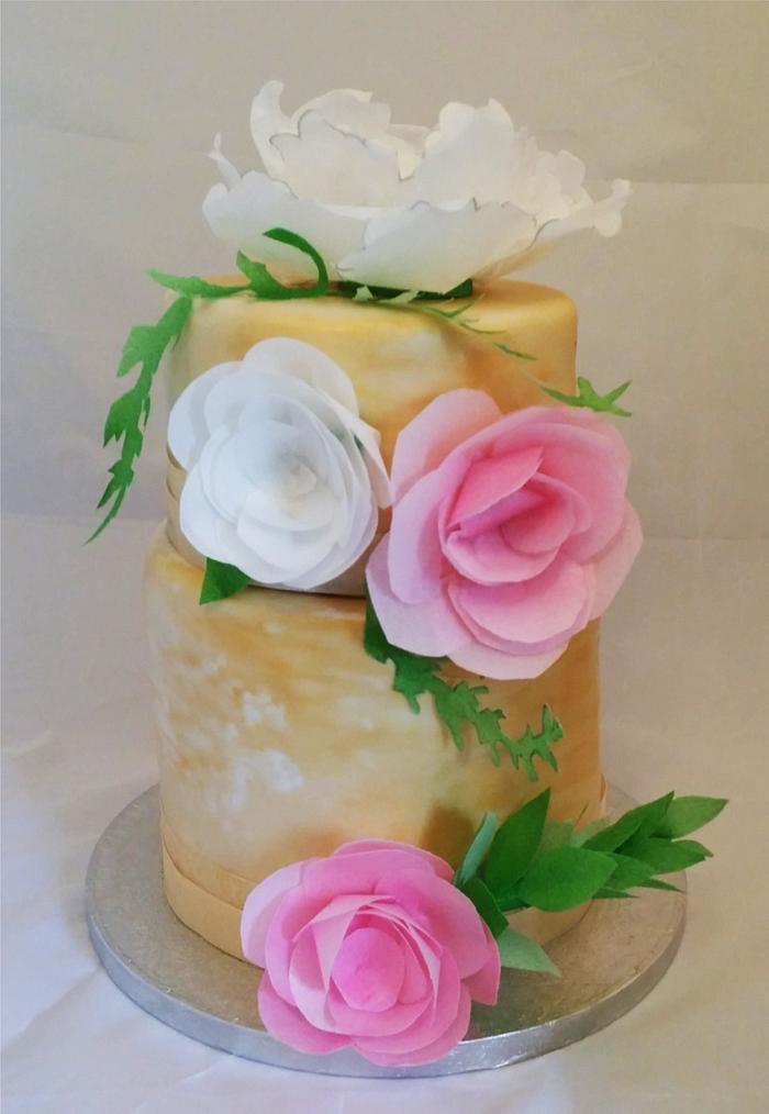 Wafer flower cake