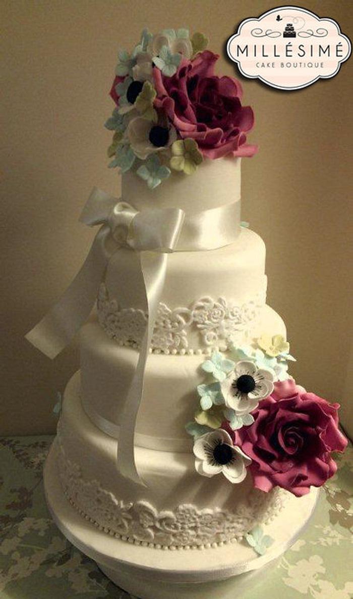 Vibrant Vintage Wedding Cake