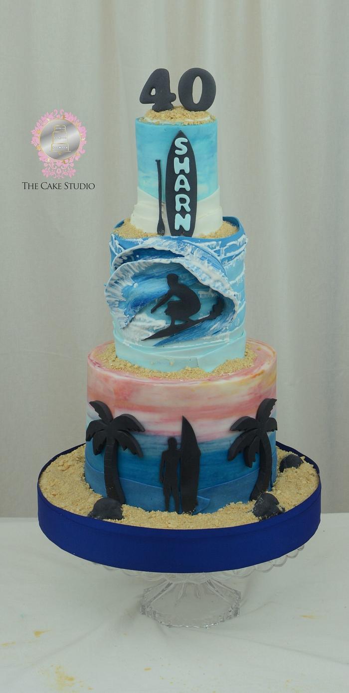 40th Birthday Surfing and Paddle Board Cake