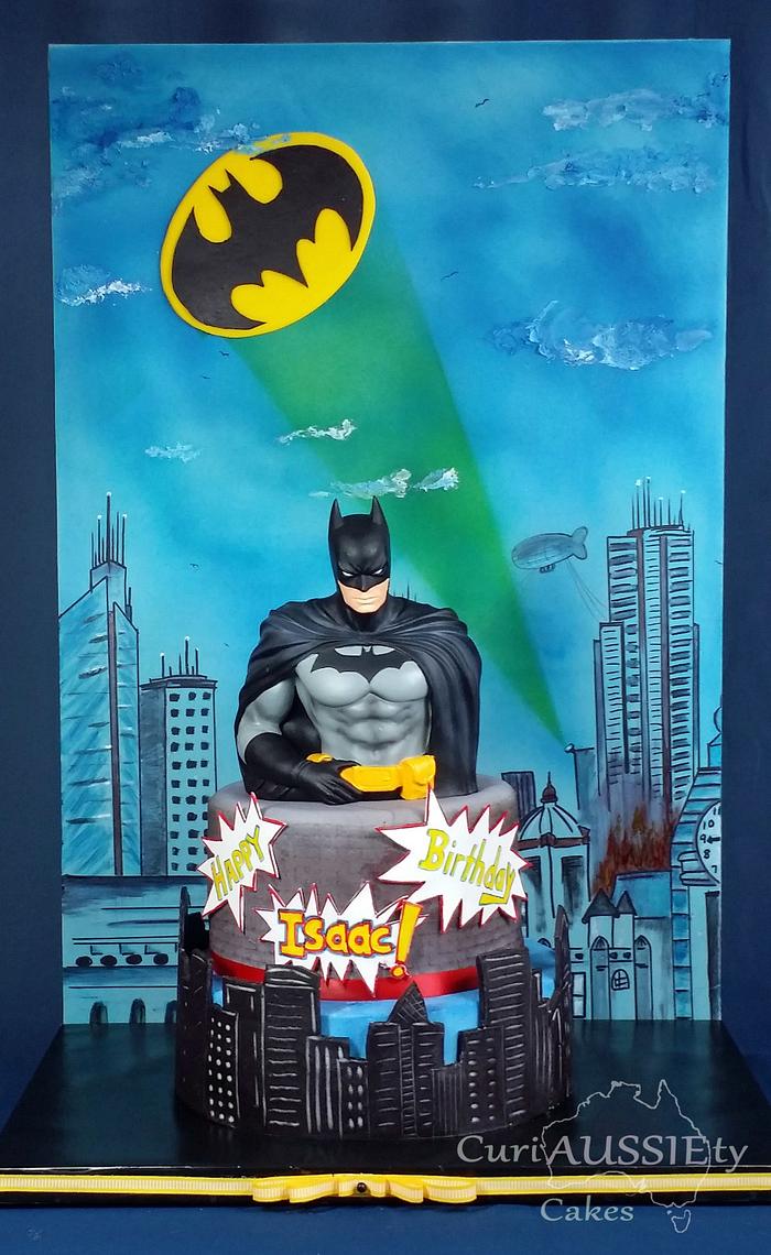 Batman cake with fondant back board. - Decorated Cake by - CakesDecor