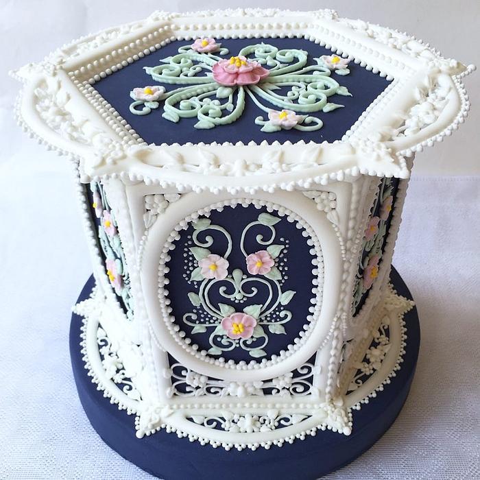 Royal icing decorated cake