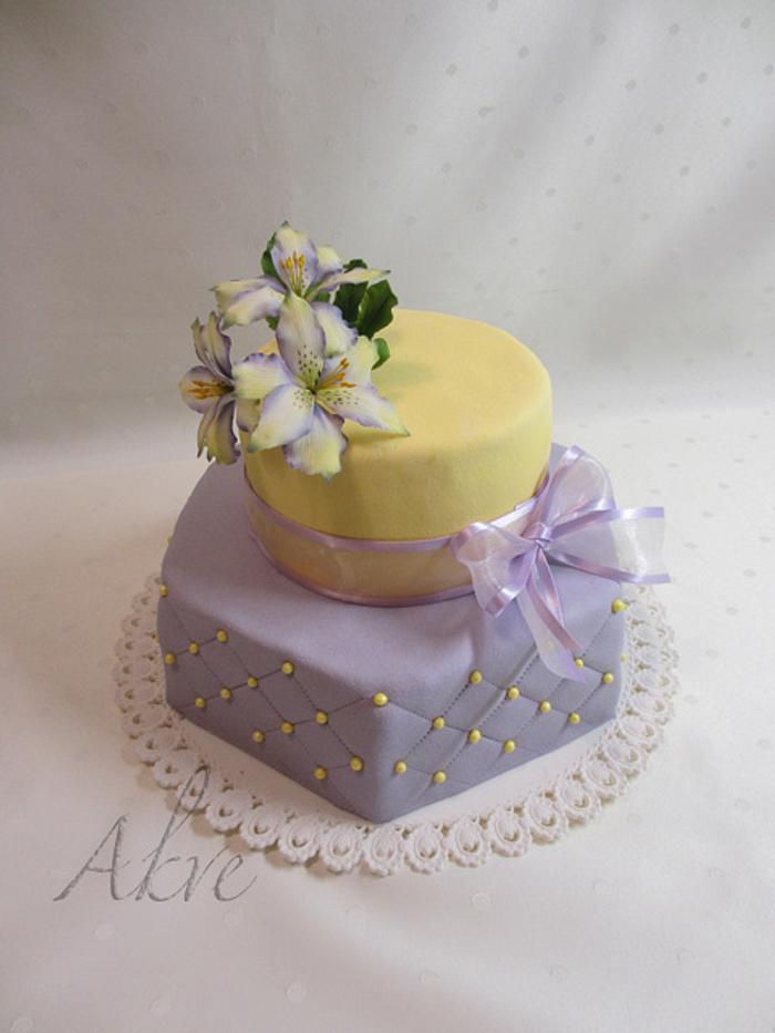 Birthday cake with alstroemerias