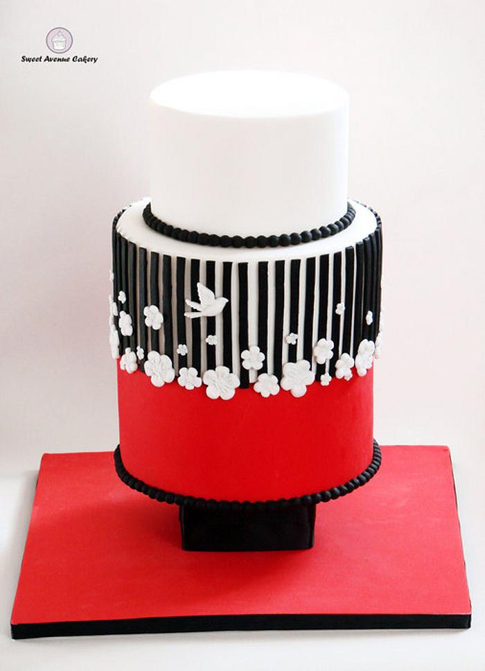 Black, Red and White Wedding Cake