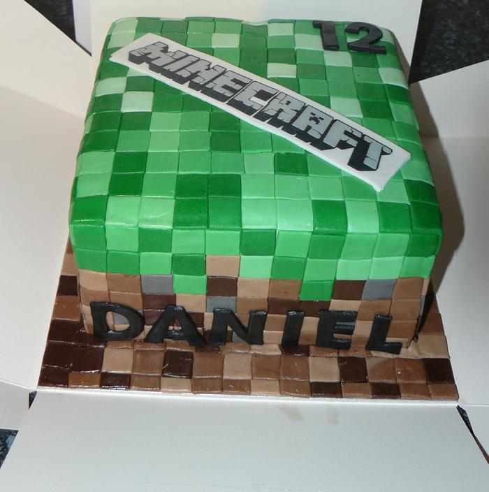 Minecraft Cube cake and Cupcakes 