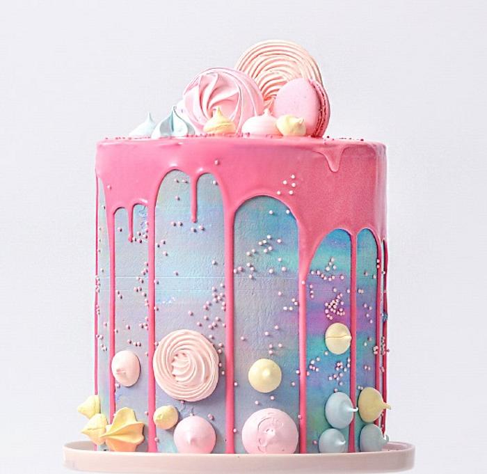 Pink Drizzel Marshmellow and Mararoon cake