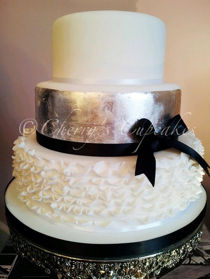 Silver Ruffle Wedding Cake