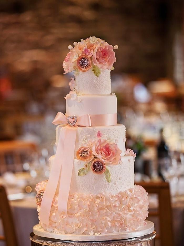 Tickety Boo - Ruffles, lace and flower wedding cake