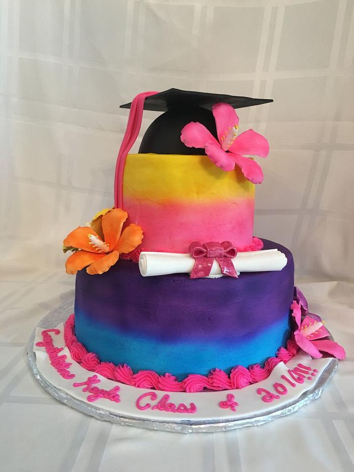 Luau Graduation Cake