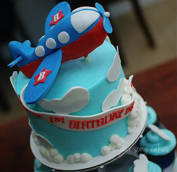 Up, Up, and Away! First Birthday Cake