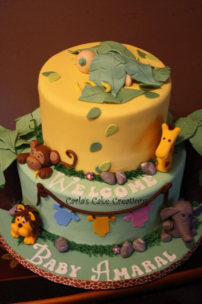 Jungle Theme baby shower cake