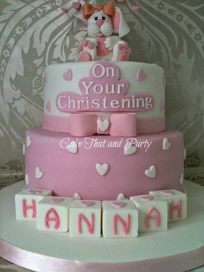 Cute bunny christening cake 