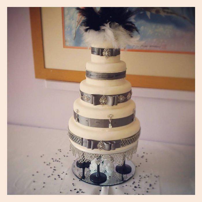 Vintage bling wedding cake