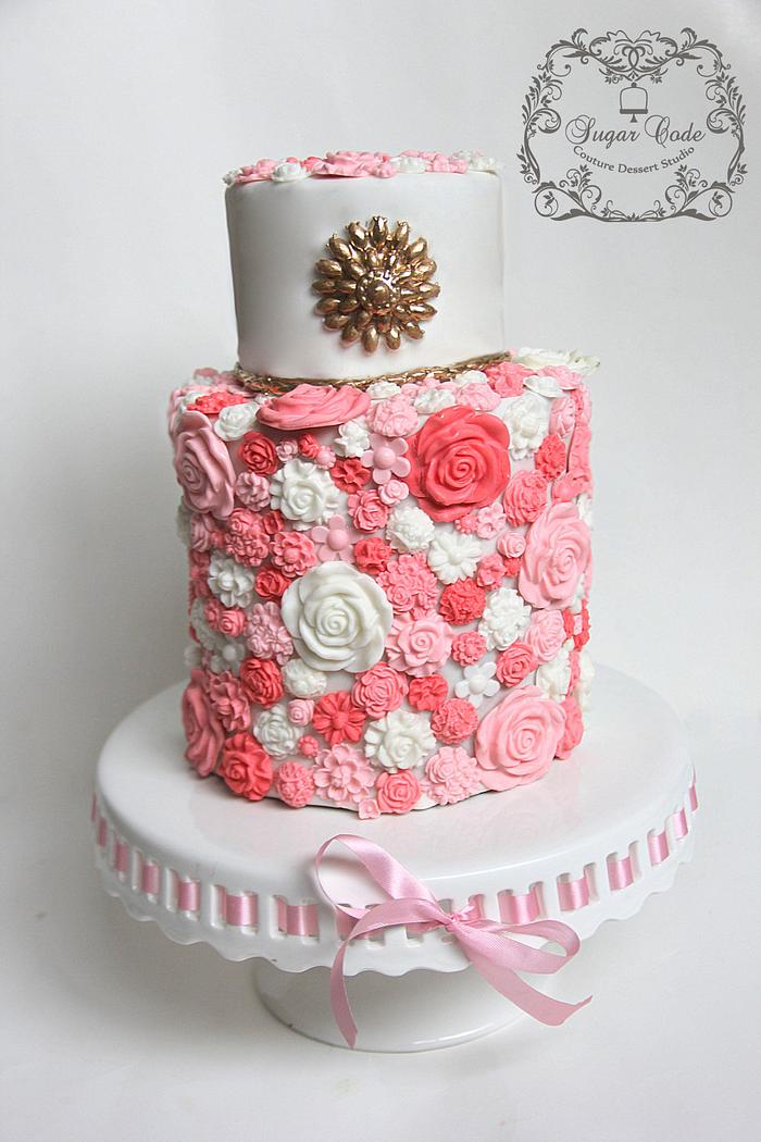 Spring blossoms double barrel cake