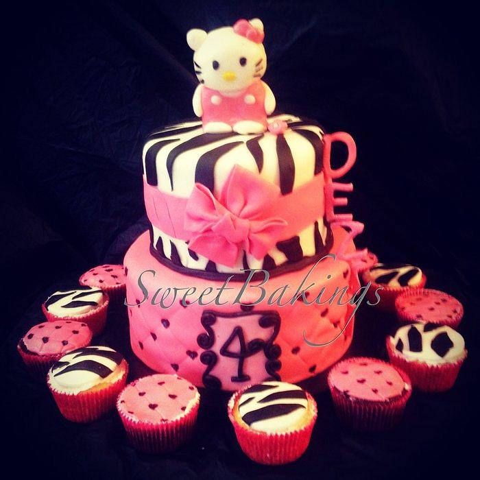 Zebra print Hello Kitty cake