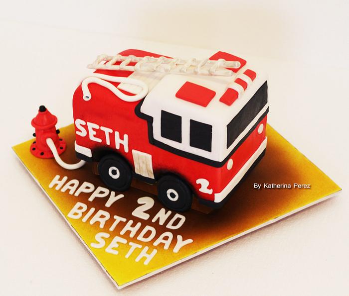 Fire truck 3d cake