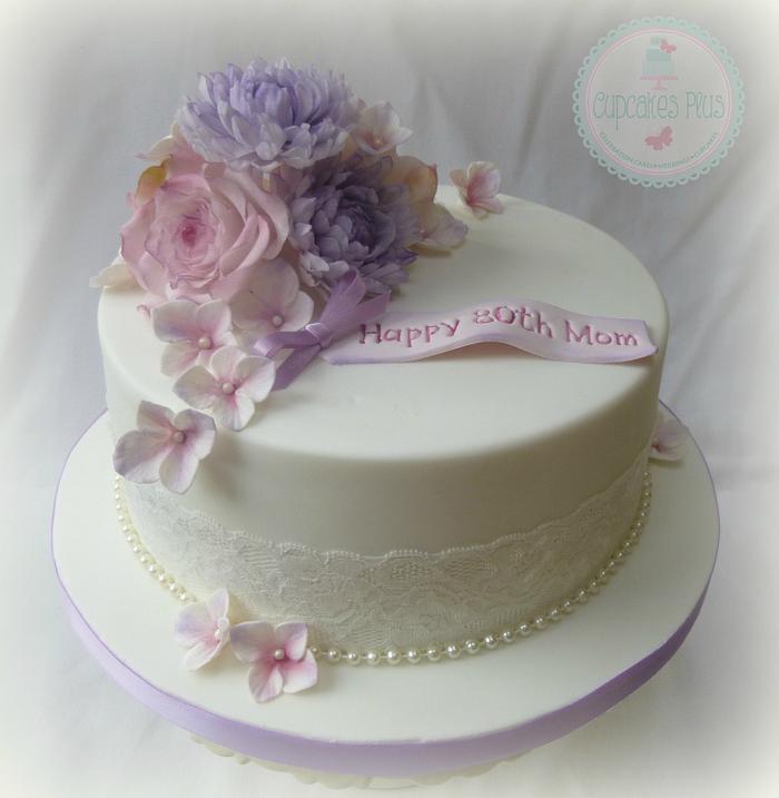 Rose and Dahlia birthday cake