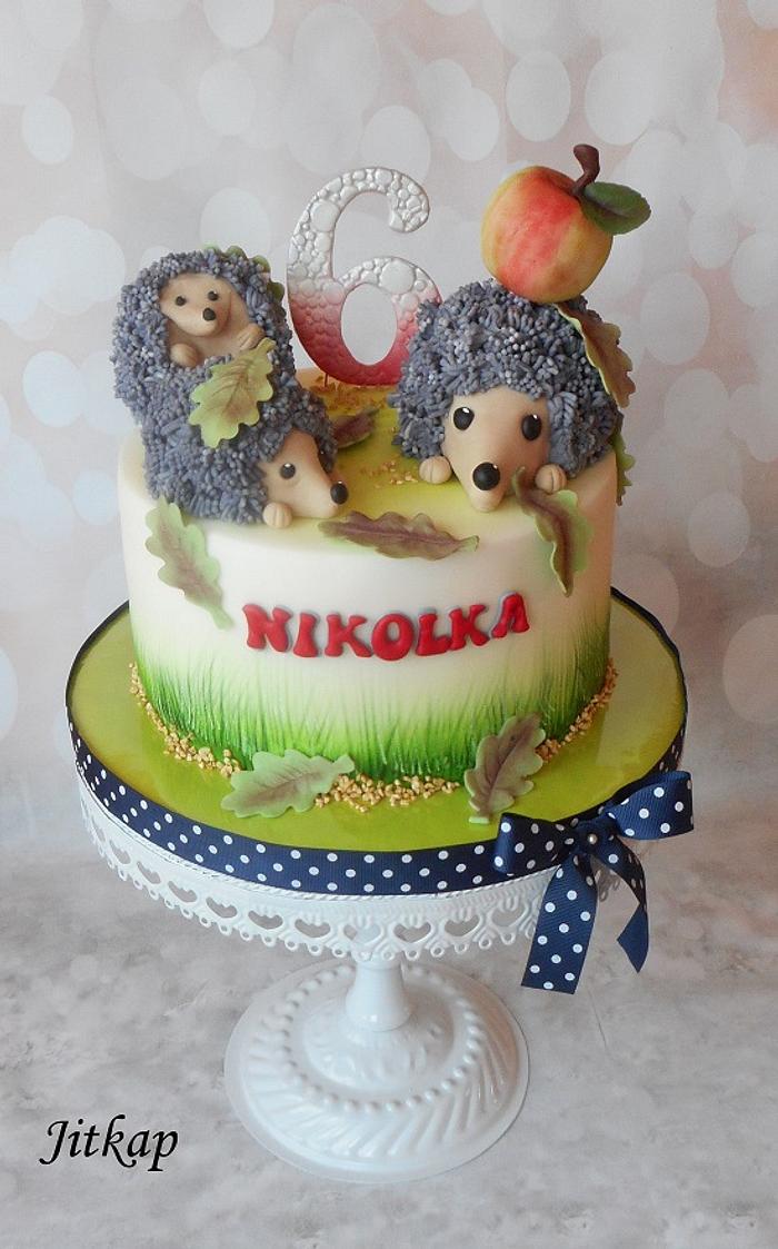 Hedgehog family cake