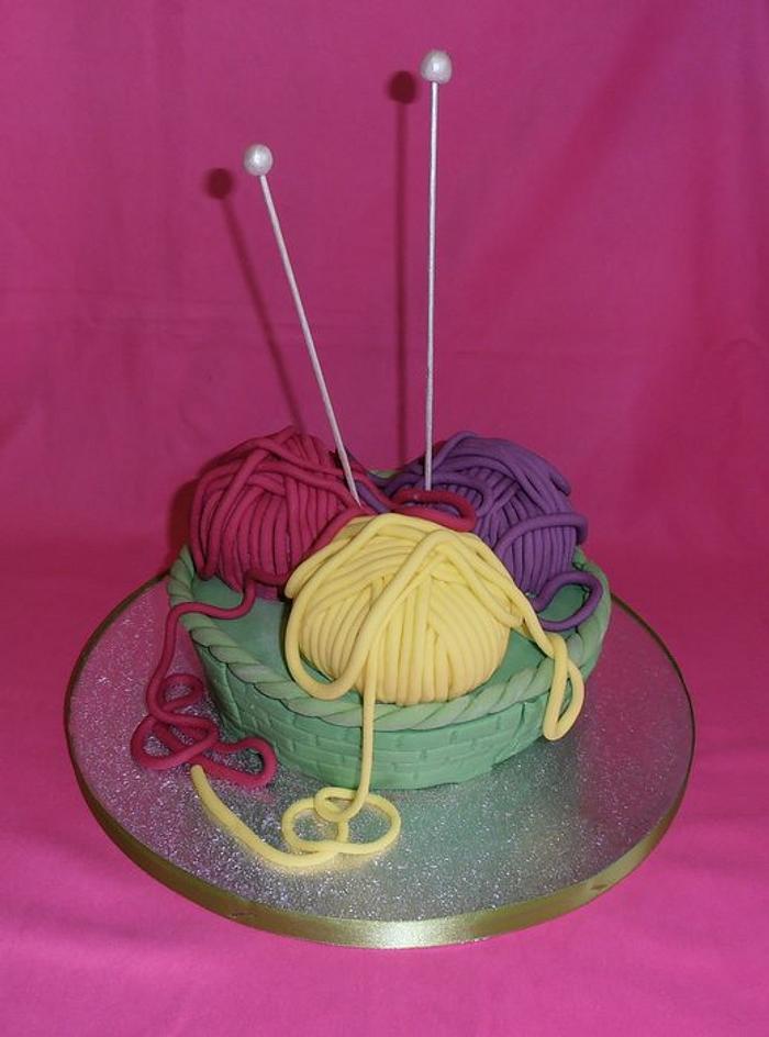 knitting basket cake