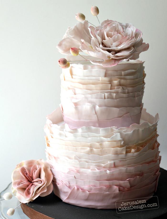 Ruffle Cake with flowers