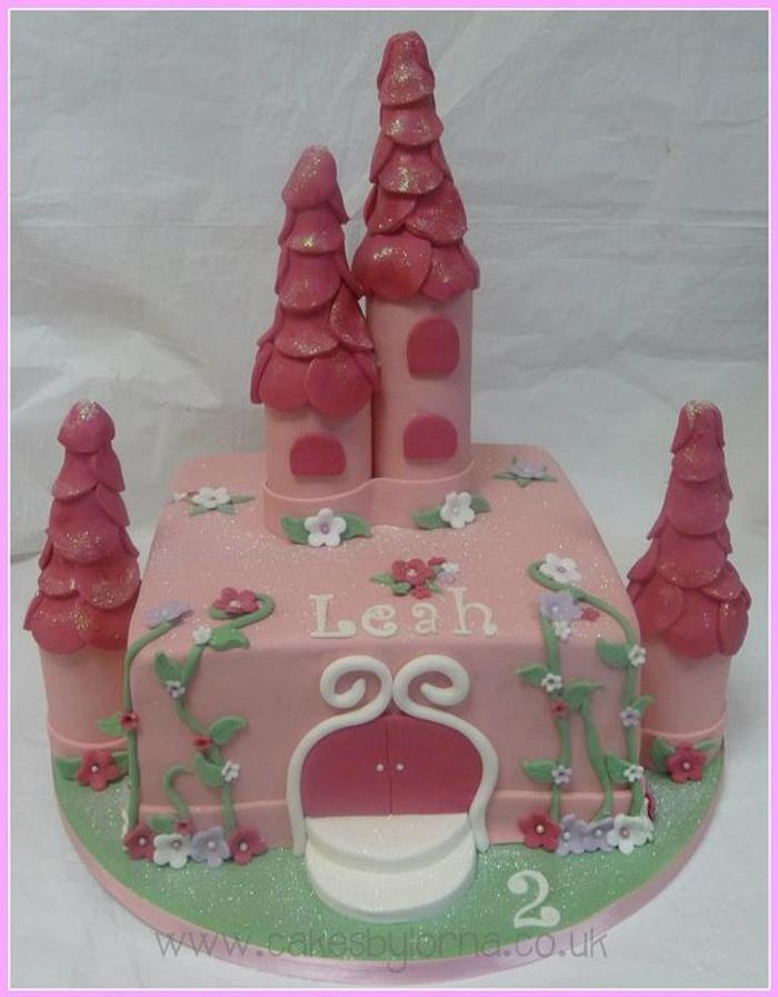 Girls Birthday Pink Castle Cake