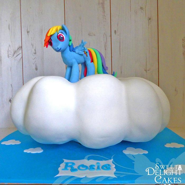 Rainbow Dash on a floating cloud