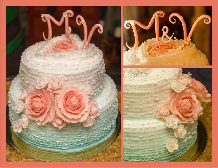 Wedding cake pink/turquoise