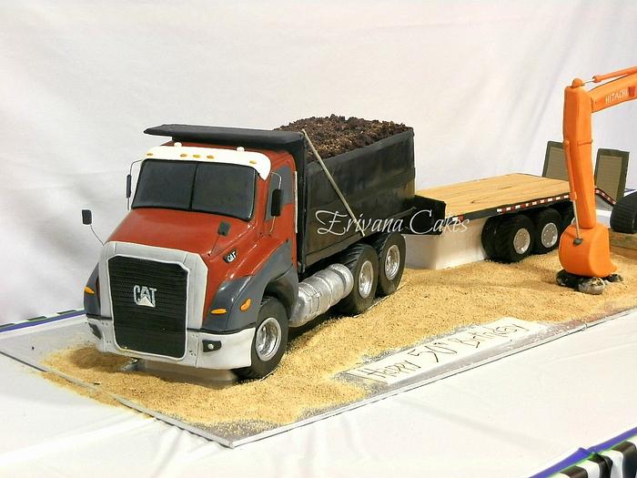 Truck, Float, and Excavator cake