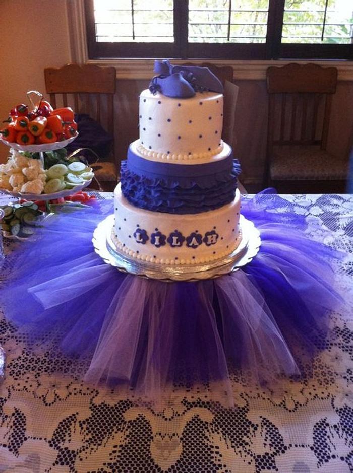 Purple Ballet shoe baby shower cake
