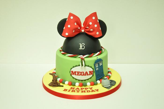 Fun Disney, scouts, dr who, harry potter and sherlock themed cake