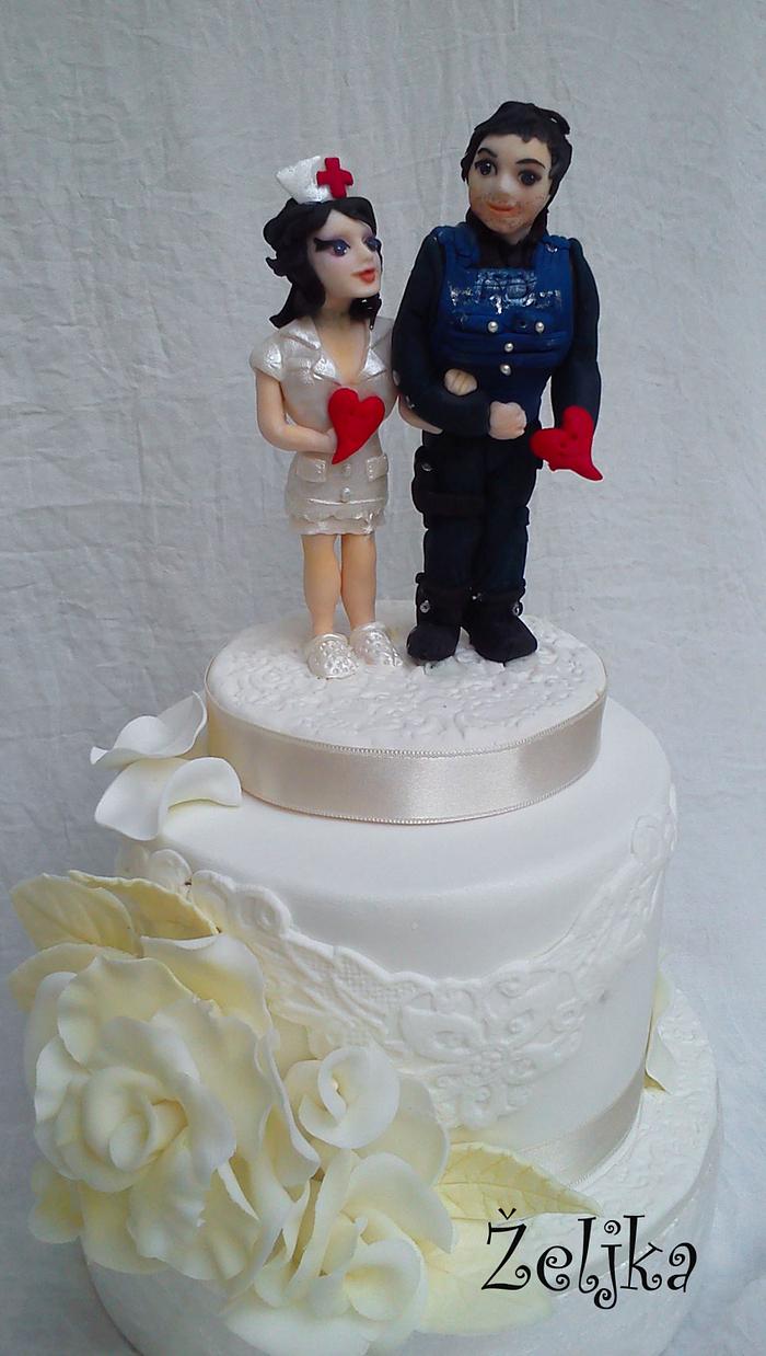Wedding cake  for nurse and policeman