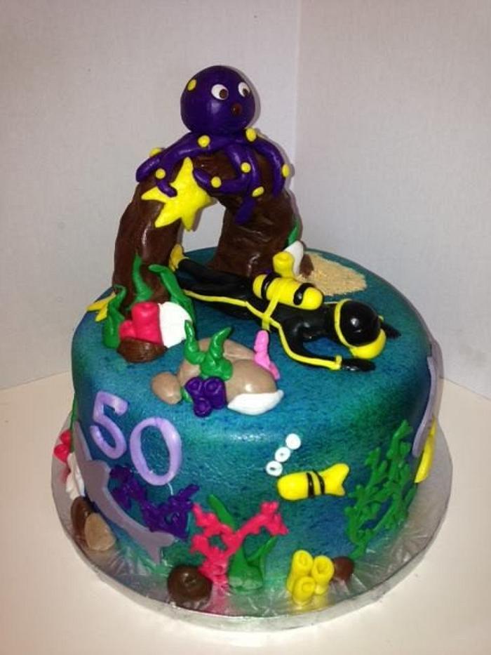 Scuba Diver Birthday Cake