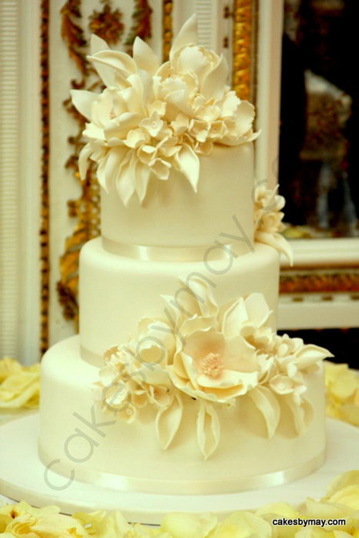 Elegant white on white cake