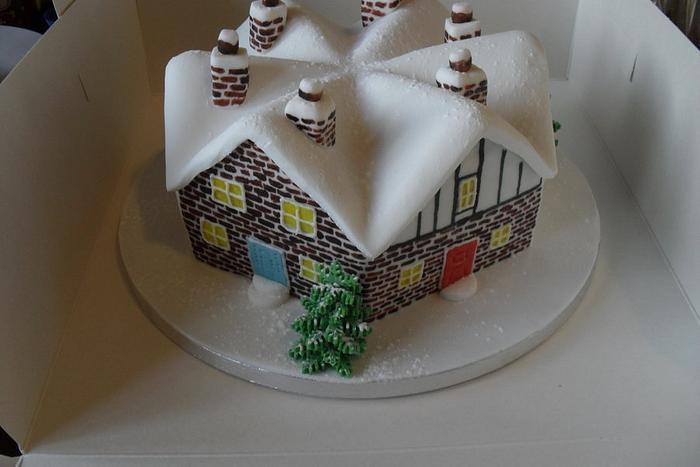 Christmas house's cake