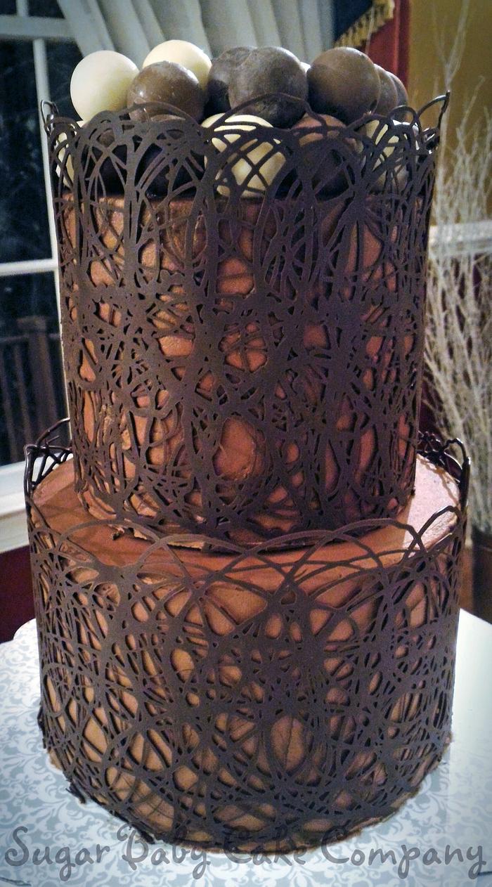 Chocolate Lace Birthday Cake
