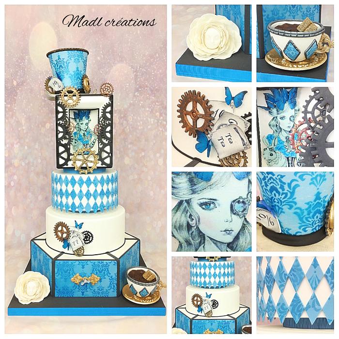 Alice in Wonderland cake steampunk