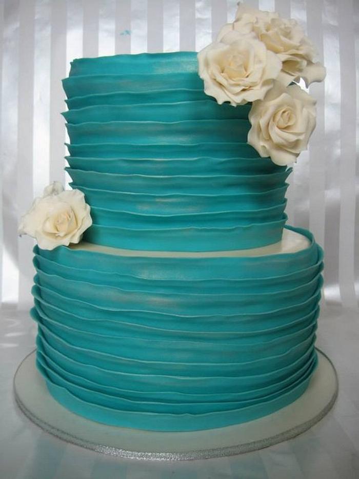 Vintage Teal Wedding Cake