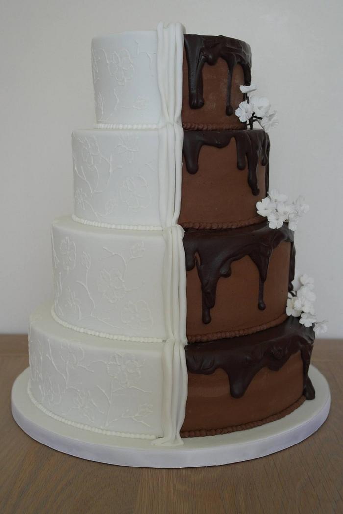 Dark and Light Wedding cake